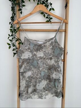 NY&Co Tiered Ruffled Tank TopGray & Pale Blue Faircore Y2k Romantic Size M